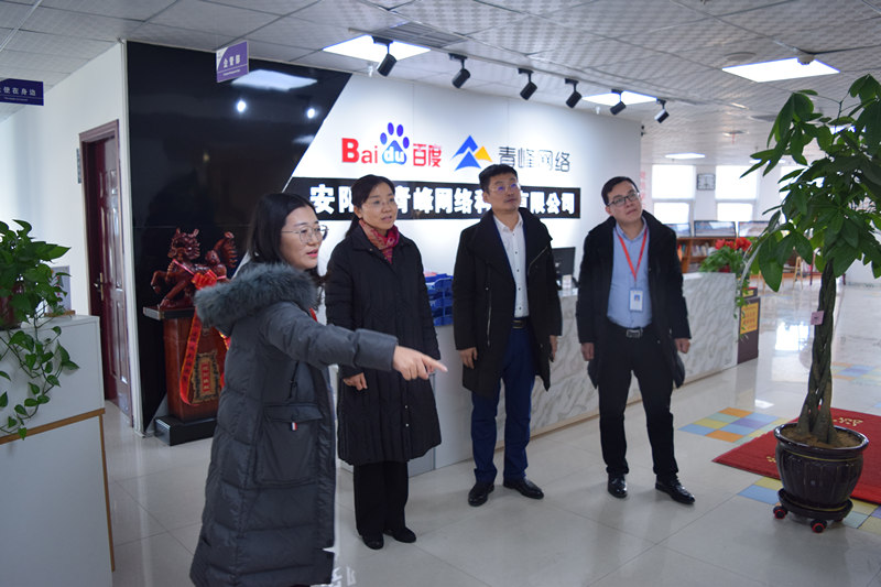 中共河南省委網(wǎng)信辦社評(píng)處處長(zhǎng)李麗同志，中共安陽(yáng)市委網(wǎng)信辦副主任、市互聯(lián)網(wǎng)行業(yè)黨委書(shū)記王曉萌同志蒞臨安陽(yáng)青峰網(wǎng)絡(luò)參觀指導(dǎo)！